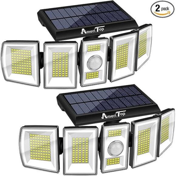 Solar Lights Outdoor 300 LED 7000K Motion Sensor Lights Cordless;5 Heads - Picture 8 of 8